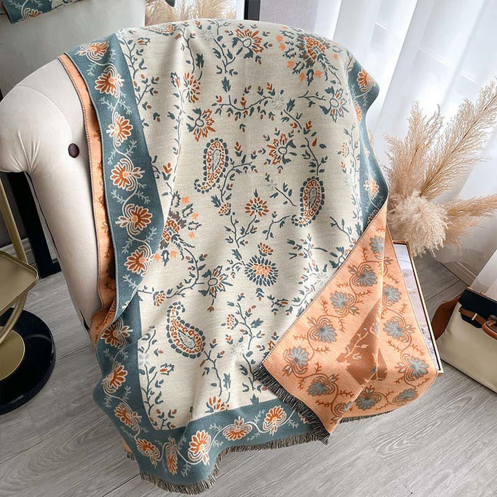 Buddha Stones ​​Verdickt Winter Paisley Blumen Reben Muster Weichen Schal Schal - Beige - 185x65cm - image 12