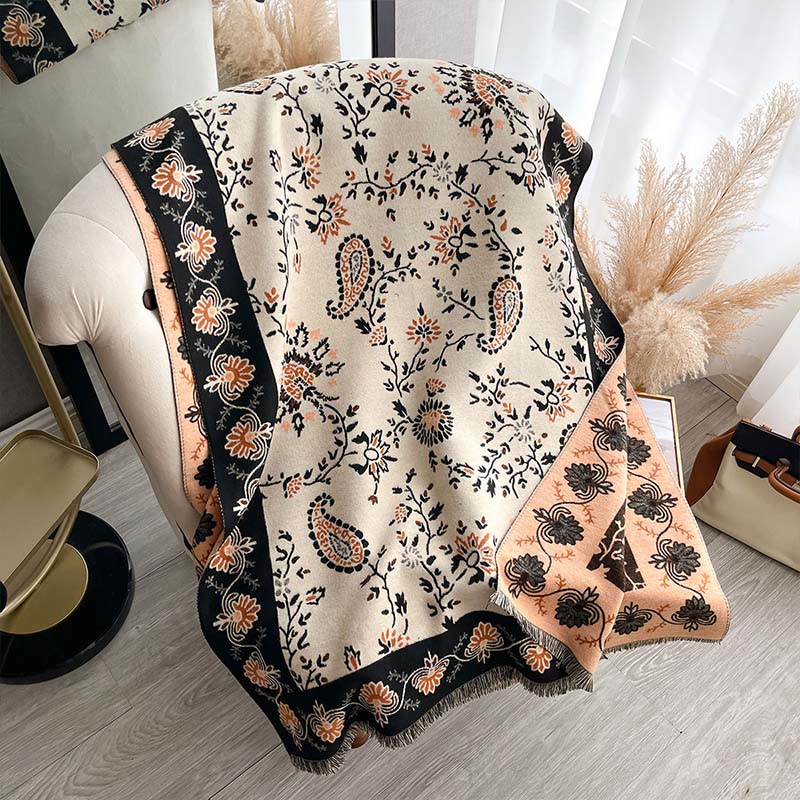 Buddha Stones ​​Verdickt Winter Paisley Blumen Reben Muster Weichen Schal Schal - Alte Spitze - 185x65cm - image 19
