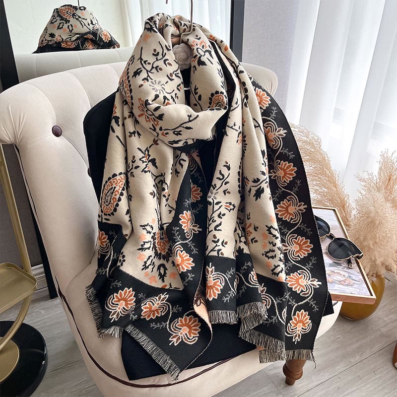 Buddha Stones ​​Verdickt Winter Paisley Blumen Reben Muster Weichen Schal Schal - image 21