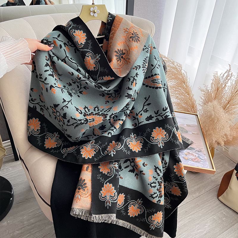 Buddha Stones ​​Verdickt Winter Paisley Blumen Reben Muster Weichen Schal Schal - image 11