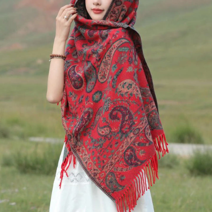 Buddha Stones Ethnic Besticktes Paisley Blumen Muster Quaste Weicher Schal Schal - image 21