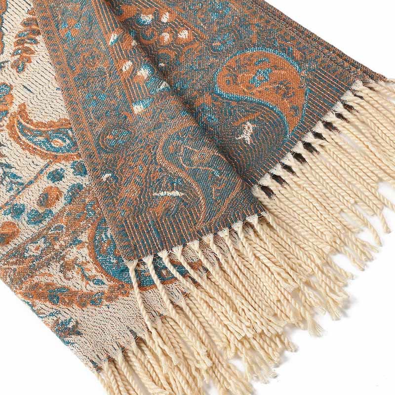 Buddha Stones Ethnic Besticktes Paisley Blumen Muster Quaste Weicher Schal Schal - image 15