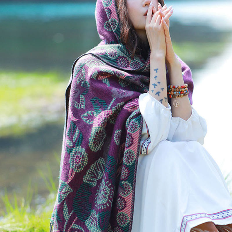 Buddha Stones Jacquard Ethnic Paisley Pflanzen Muster Quaste Weicher Thermoschal Schal - image 29