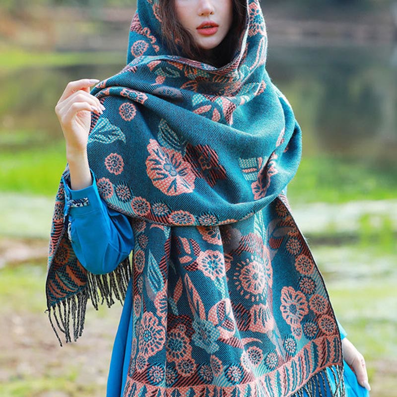 Buddha Stones Jacquard Ethnic Paisley Pflanzen Muster Quaste Weicher Thermoschal Schal - image 21