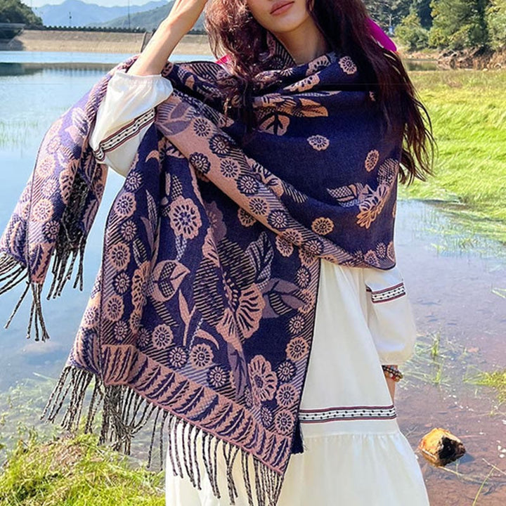 Buddha Stones Jacquard Ethnic Paisley Pflanzen Muster Quaste Weicher Thermoschal Schal - image 23