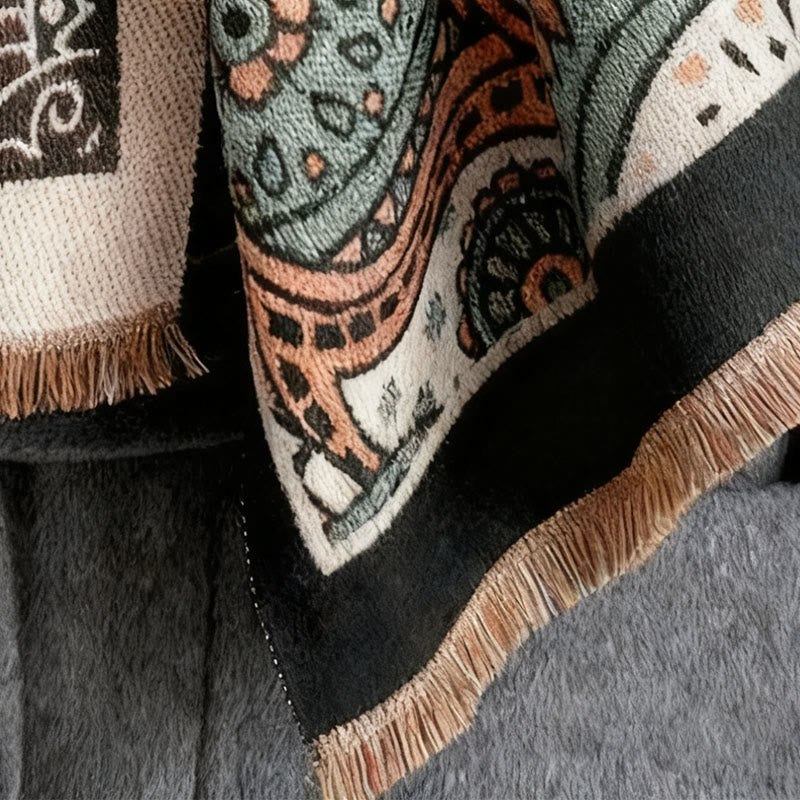 Buddha Stones Winter Ethno-Stil Paisley Geometrie Muster Quasten Weicher Schal Schal - image 4