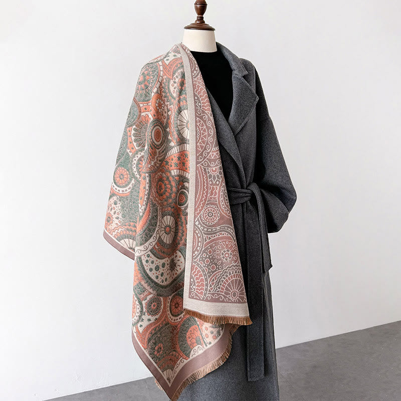Buddha Stones Winter Ethno-Stil Paisley Geometrie Muster Quasten Weicher Schal Schal - image 16