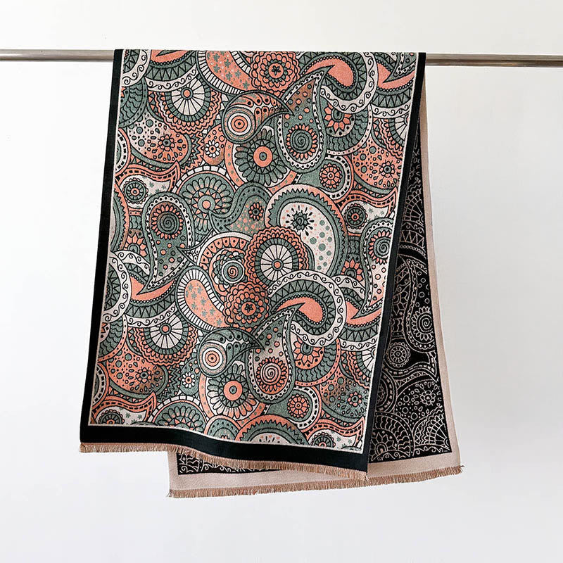 Buddha Stones Winter Ethno-Stil Paisley Geometrie Muster Quasten Weicher Schal Schal - image 1