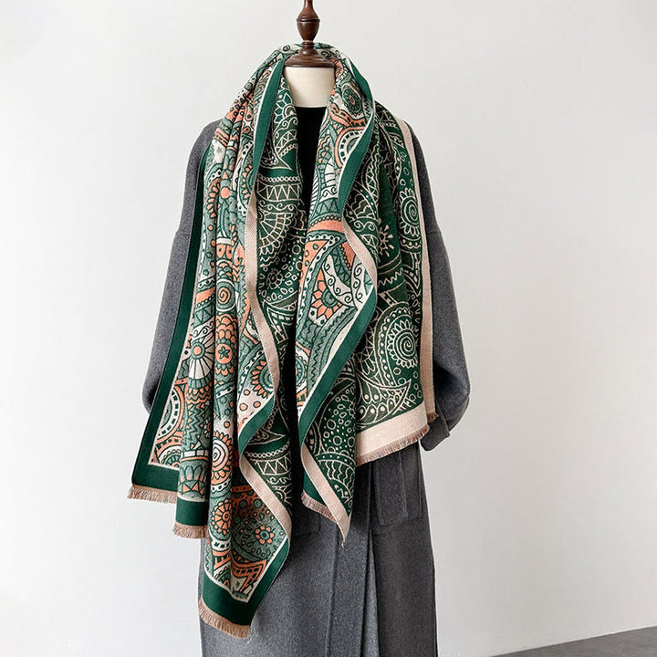 Buddha Stones Winter Ethno-Stil Paisley Geometrie Muster Quasten Weicher Schal Schal - image 7