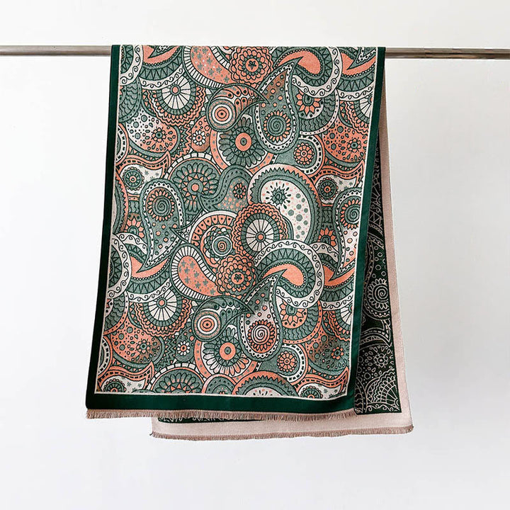 Buddha Stones Winter Ethno-Stil Paisley Geometrie Muster Quasten Weicher Schal Schal - Dunkelgrün - 186*66cm - image 6