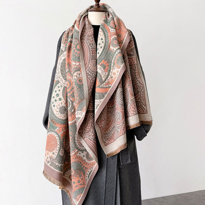 Buddha Stones Winter Ethno-Stil Paisley Geometrie Muster Quasten Weicher Schal Schal - image 15