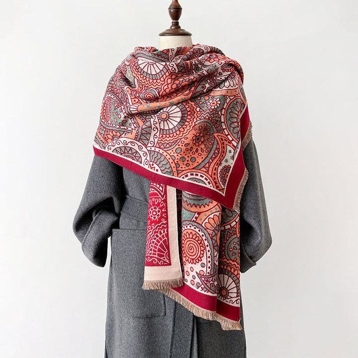 Buddha Stones Winter Ethno-Stil Paisley Geometrie Muster Quasten Weicher Schal Schal - image 11