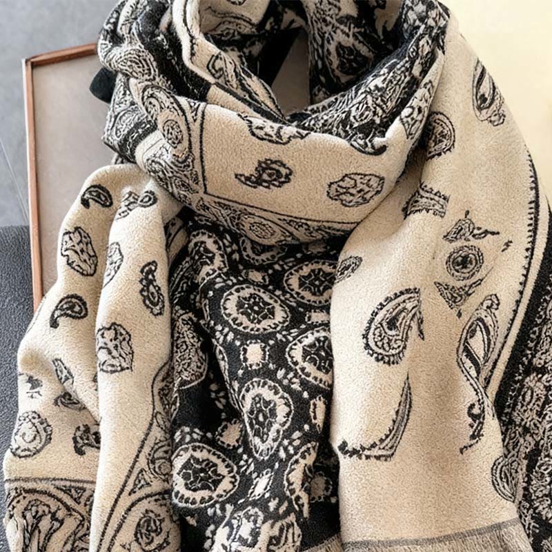 Buddha Stones Ethnic Paisley Geometrie Patchwork Muster Quasten Weicher Thermo Dicker Schal Schal - image 9