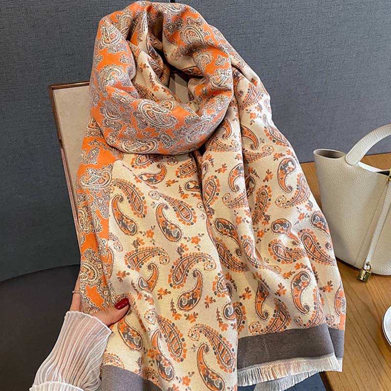 Buddha Stones Thermal Ethnic Paisley Farbkontrast Patchwork Muster Weicher Schal Schal - image 3