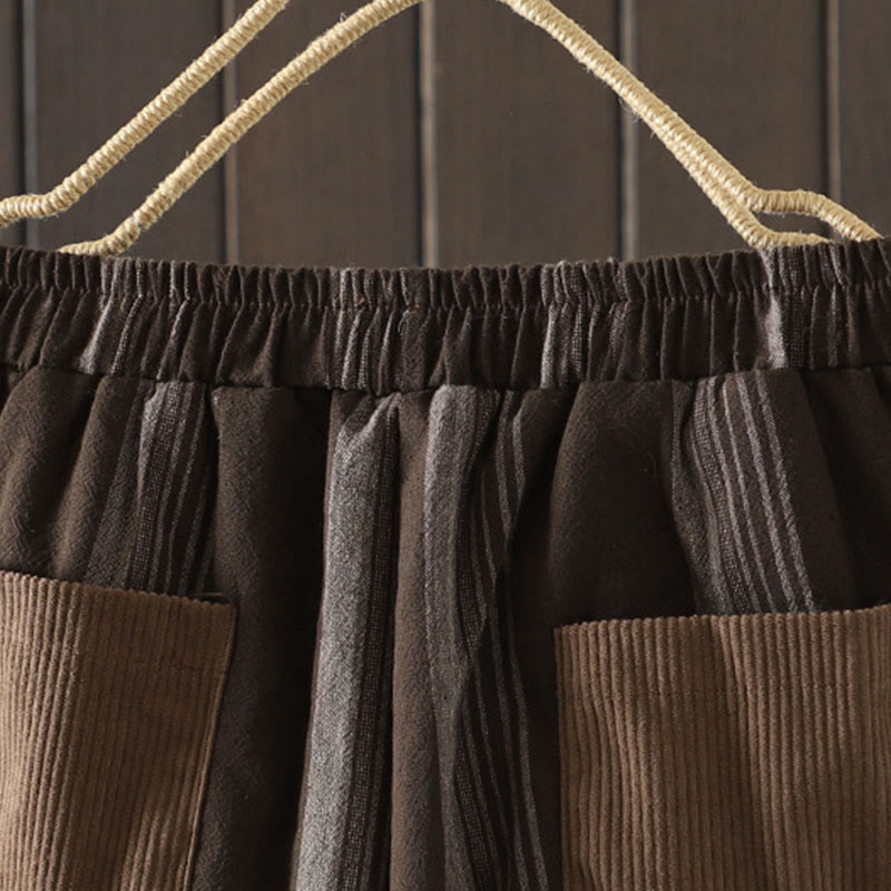 Buddha Stones Commute Thermo-Haremshose aus gestreifter Baumwolle für Damen mit Taschen - image 3