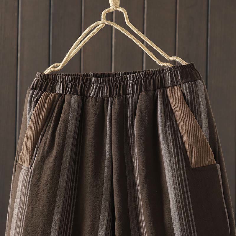 Buddha Stones Commute Thermo-Haremshose aus gestreifter Baumwolle für Damen mit Taschen - image 2