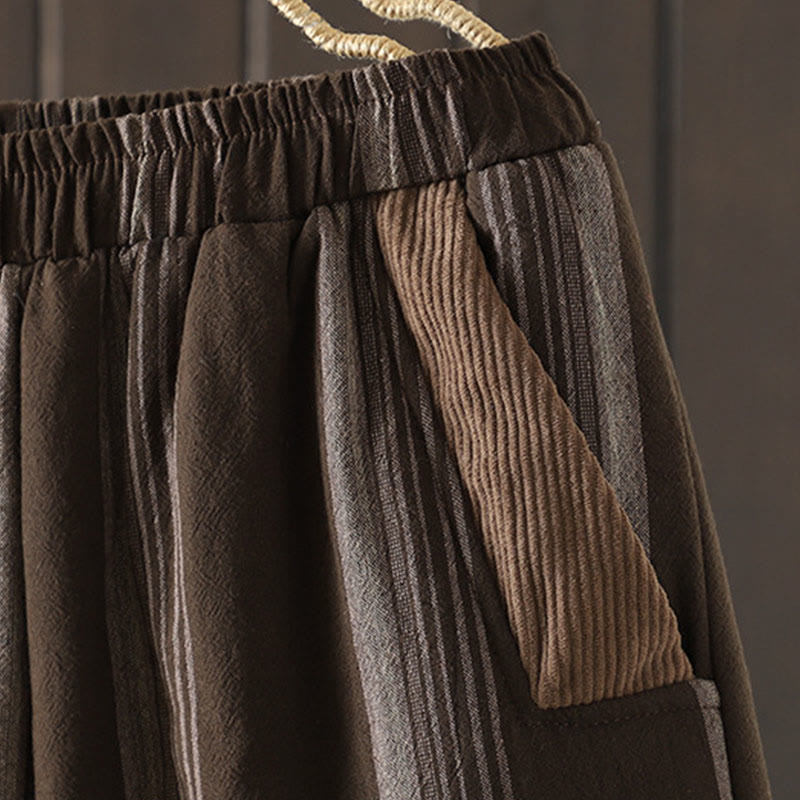 Buddha Stones Commute Thermo-Haremshose aus gestreifter Baumwolle für Damen mit Taschen - image 4