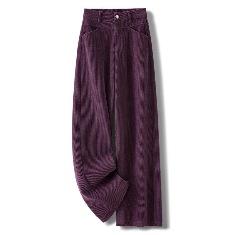 Buddha Stones Winter-Hose mit geradem Bein und weitem Bein aus Baumwollcord mit Taschen - Lila - US16， UK/AU20，EU48 (4XL) - image 5