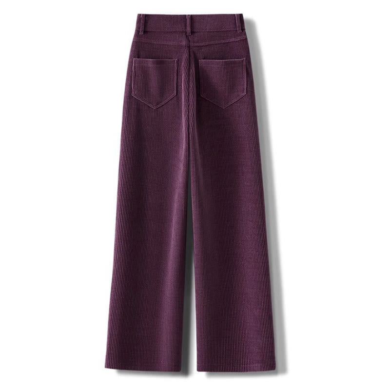 Buddha Stones Winter-Hose mit geradem Bein und weitem Bein aus Baumwollcord mit Taschen - image 6