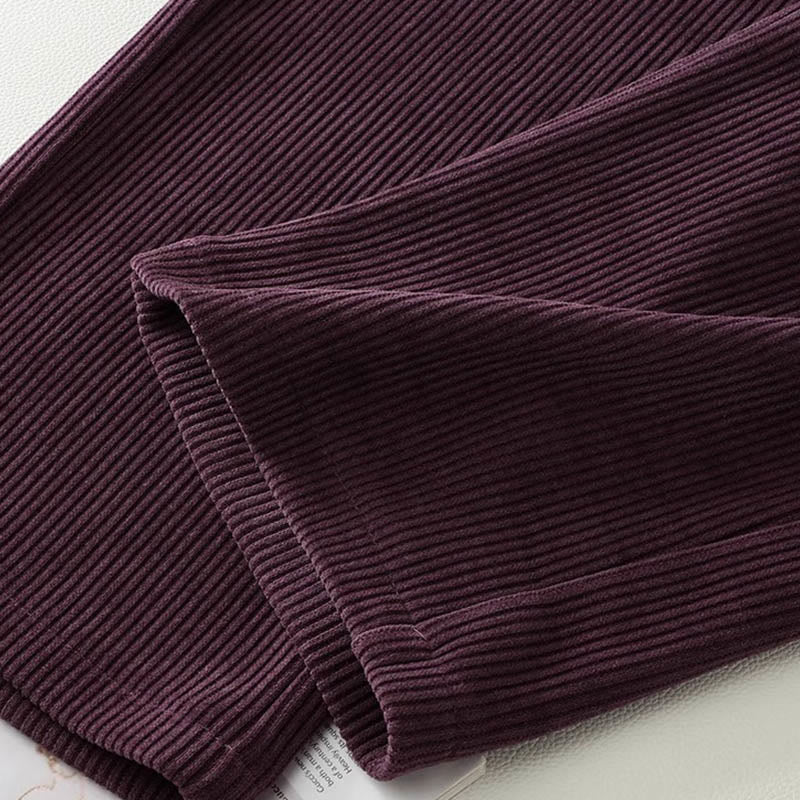 Buddha Stones Winter-Hose mit geradem Bein und weitem Bein aus Baumwollcord mit Taschen - image 10