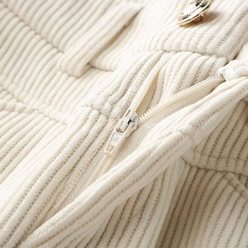 Buddha Stones Winter-Hose mit geradem Bein und weitem Bein aus Baumwollcord mit Taschen - image 2