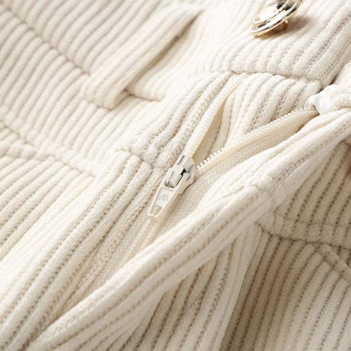 Buddha Stones Winter-Hose mit geradem Bein und weitem Bein aus Baumwollcord mit Taschen - image 2