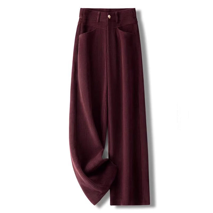 Buddha Stones Winter-Hose mit geradem Bein und weitem Bein aus Baumwollcord mit Taschen - Dunkelrot - US16， UK/AU20，EU48 (4XL) - image 13