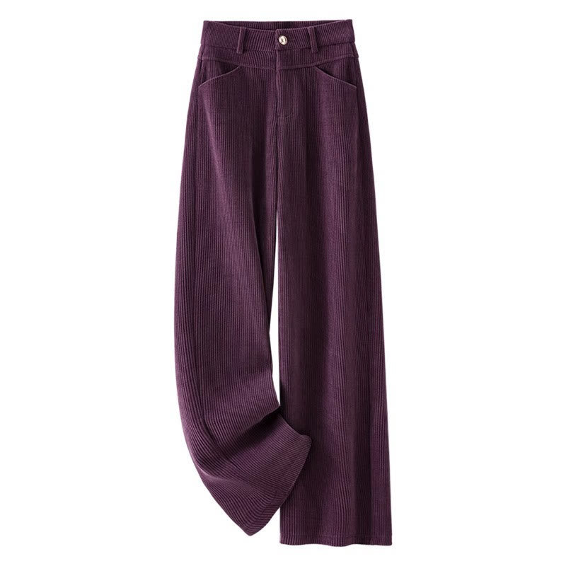 Buddha Stones Winter-Hose mit geradem Bein und weitem Bein aus Baumwollcord mit Taschen - image 11