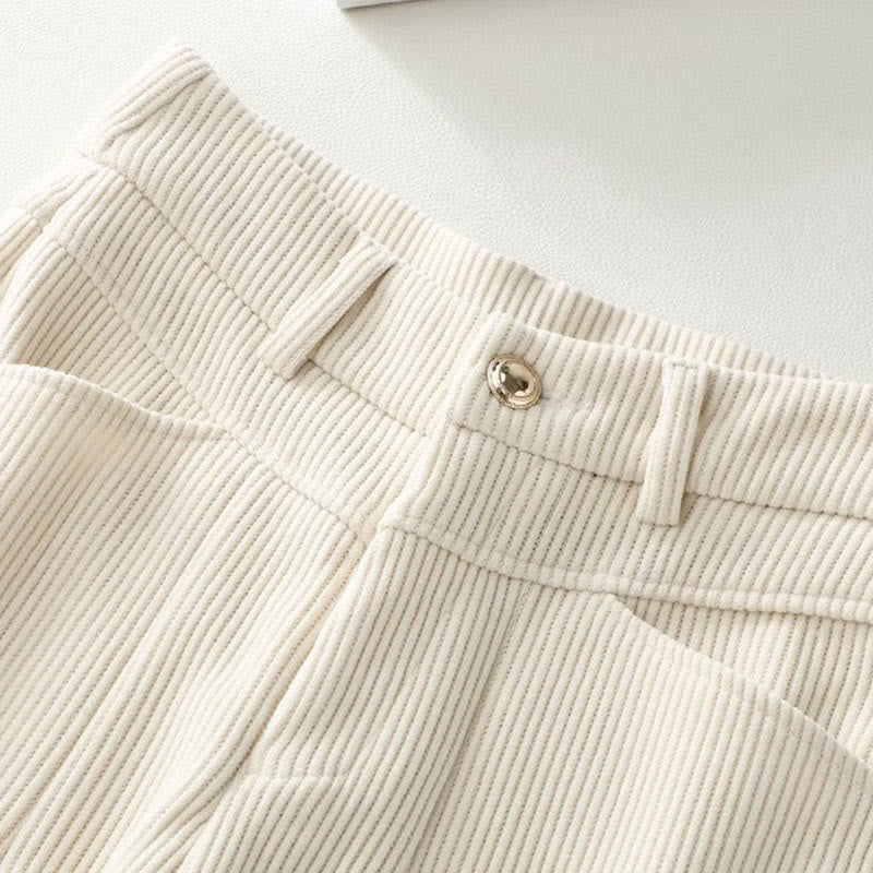 Buddha Stones Winter-Hose mit geradem Bein und weitem Bein aus Baumwollcord mit Taschen - image 1