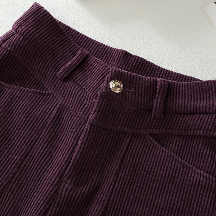 Buddha Stones Winter-Hose mit geradem Bein und weitem Bein aus Baumwollcord mit Taschen - image 7