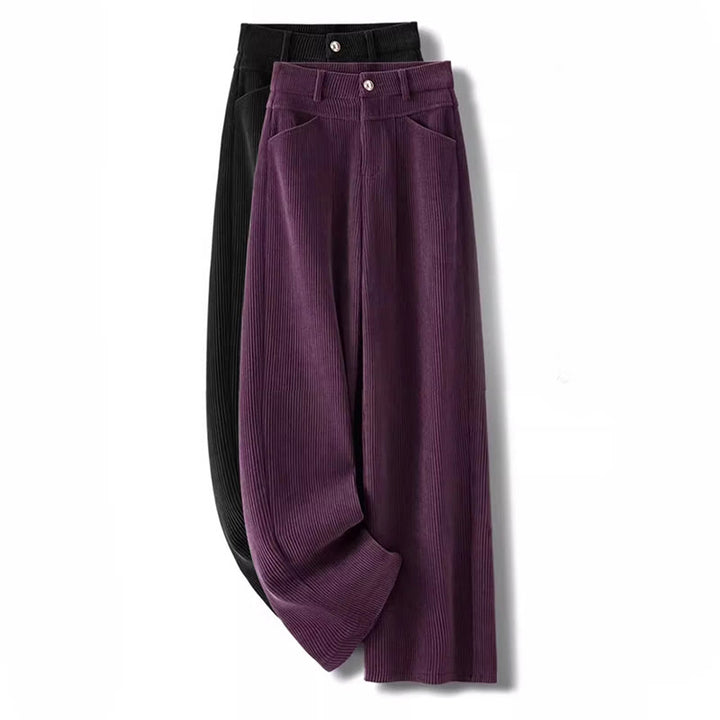 Buddha Stones Winter-Hose mit geradem Bein und weitem Bein aus Baumwollcord mit Taschen - image 14