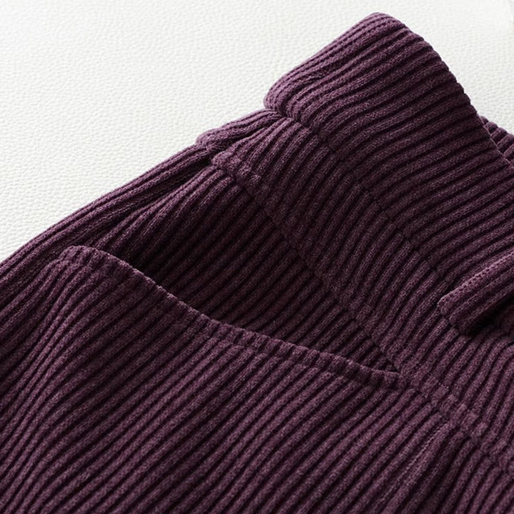 Buddha Stones Winter-Hose mit geradem Bein und weitem Bein aus Baumwollcord mit Taschen - image 8