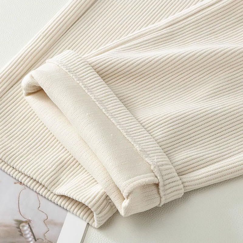 Buddha Stones Winter-Hose mit geradem Bein und weitem Bein aus Baumwollcord mit Taschen - image 4