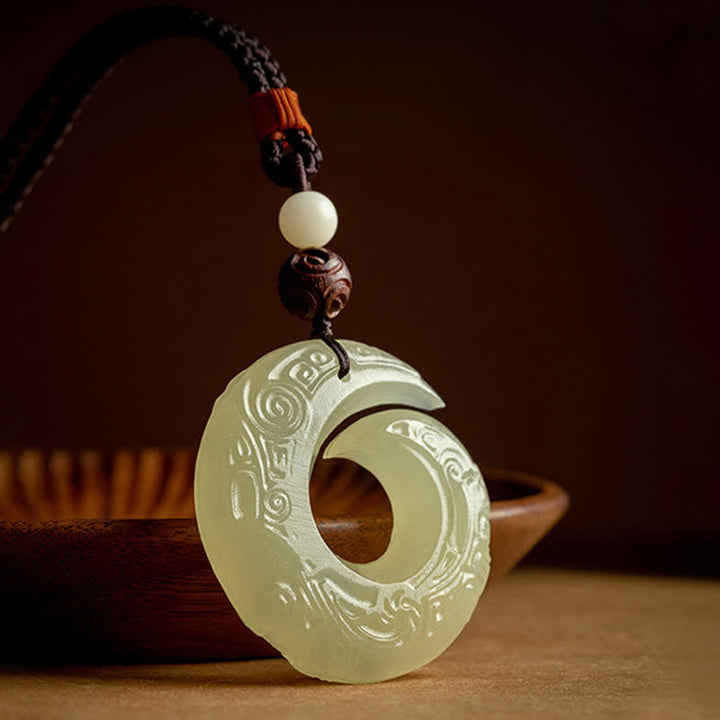 Peace-Schnalle, Jade, kleines Blatt, rotes Sandelholz, Zinnober-Achat, Glücks-Halsketten-Anhänger