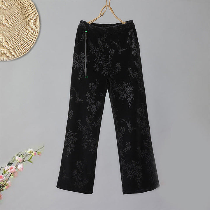 Buddha Stones Damen-Jacquardhose mit hoher Taille und weitem Bein, Baumwollfleece-Futter und Taschen - Schwarz - US8-10， UK/AU12-14，EU40-42 (2XL) - image 8