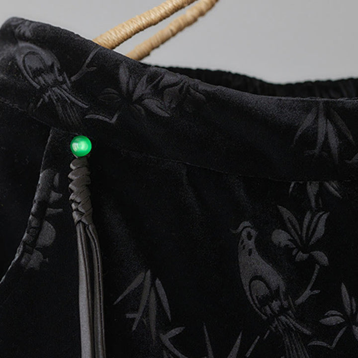 Buddha Stones Damen-Jacquardhose mit hoher Taille und weitem Bein, Baumwollfleece-Futter und Taschen - image 11