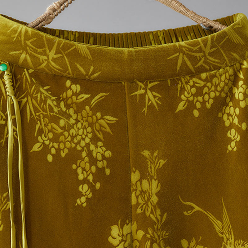Buddha Stones Damen-Jacquardhose mit hoher Taille und weitem Bein, Baumwollfleece-Futter und Taschen - image 3