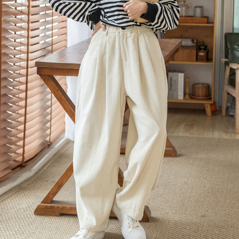 Buddha Stones Damen-Cordhose mit hoher Taille und Reißverschluss, weitem Bein und Taschen - image 23