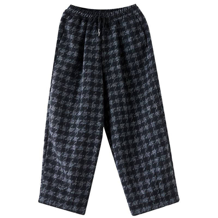Buddha Stones Damen Winterhose mit schwarzem und grauem Karomuster, mit Fleecefutter und Taschen - image 11