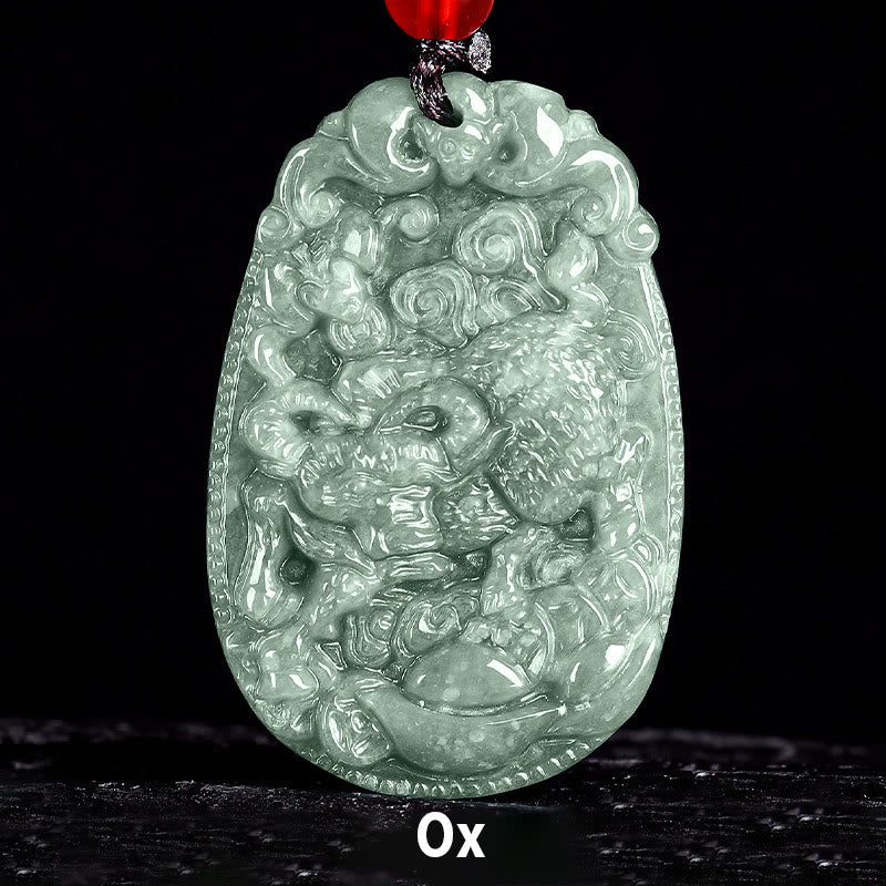 Buddha Stones Chinesisches Sternzeichen Jade Jahr des Pferdes Glück Seil Halskette Anhänger - Ochse - image 12