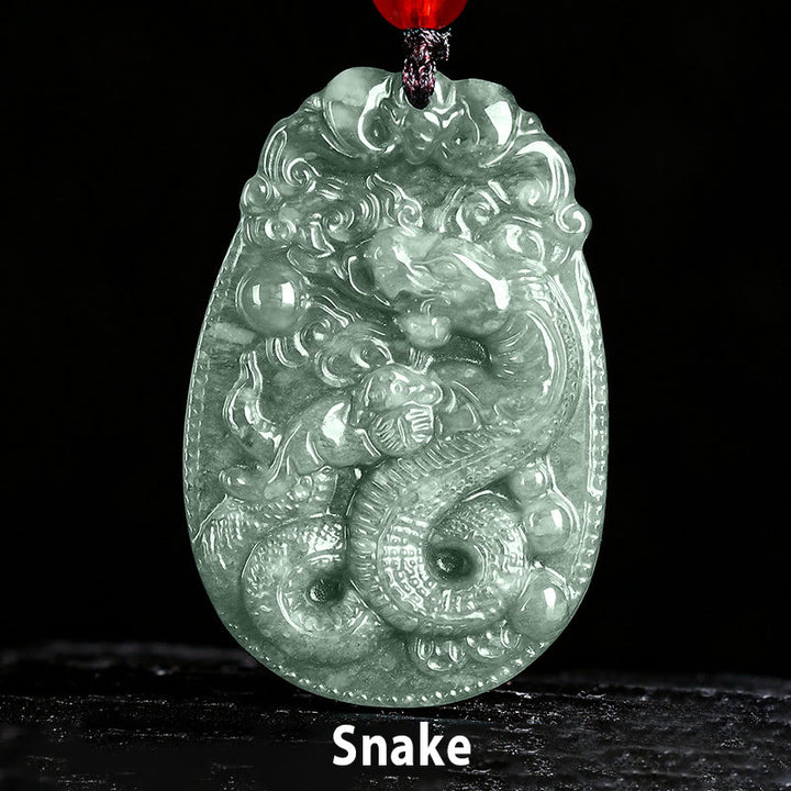 Buddha Stones Chinesisches Sternzeichen Jade Jahr des Pferdes Glück Seil Halskette Anhänger - Schlange - image 16