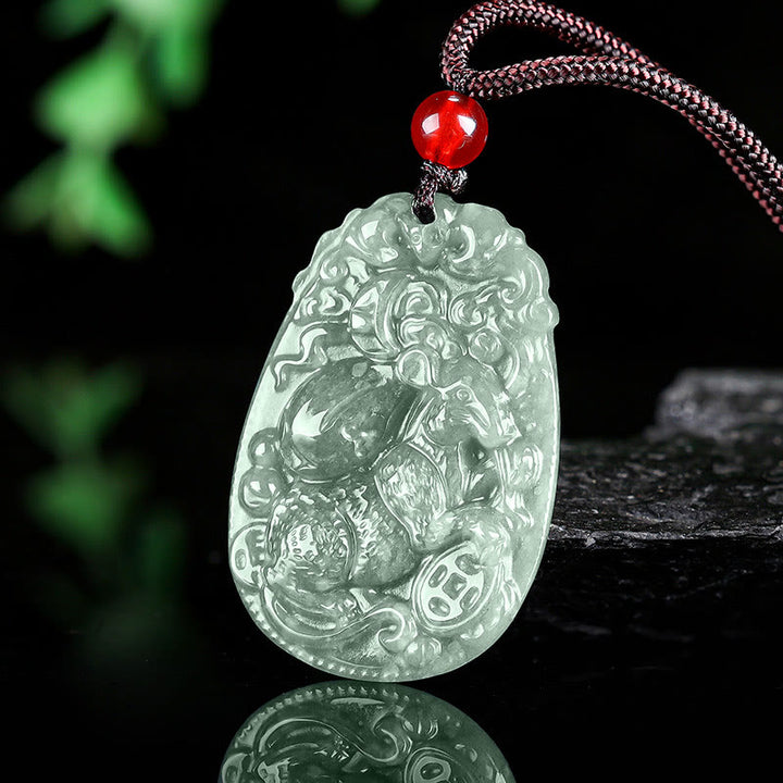 Buddha Stones Chinesisches Sternzeichen Jade Jahr des Pferdes Glück Seil Halskette Anhänger - image 7