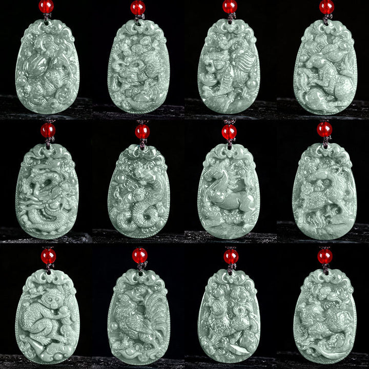 Buddha Stones Chinesisches Sternzeichen Jade Jahr des Pferdes Glück Seil Halskette Anhänger - image 23