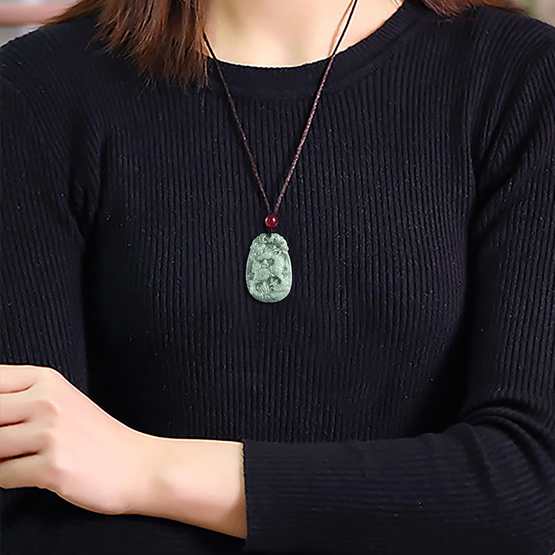 Buddha Stones Chinesisches Sternzeichen Jade Jahr des Pferdes Glück Seil Halskette Anhänger - image 11