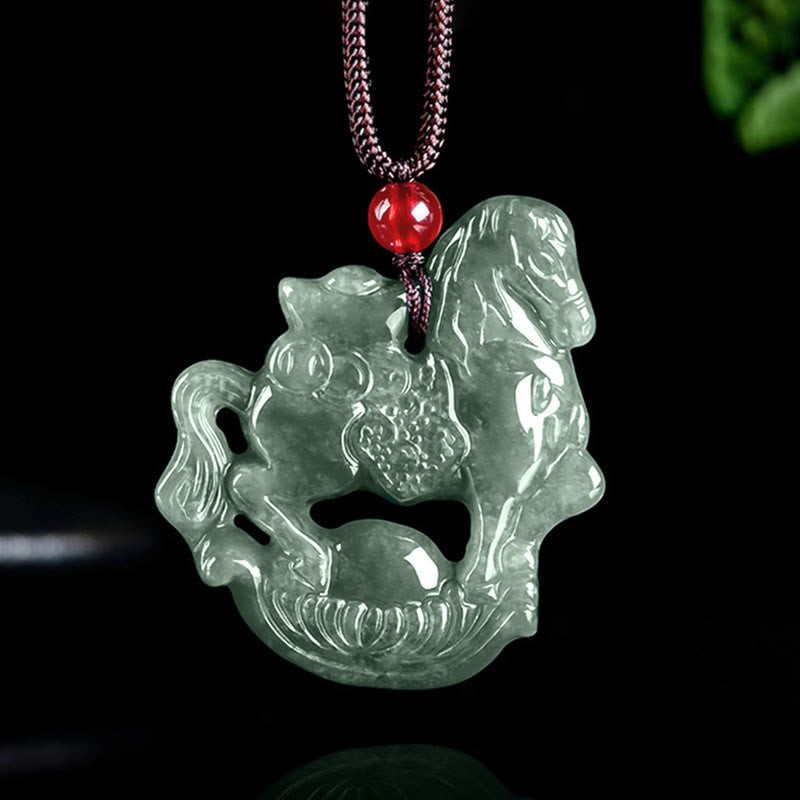 Buddha Stones Jahr des Pferdes Jade Barren Glück Wohlstand Seil Halskette Anhänger - Pferd - image 0