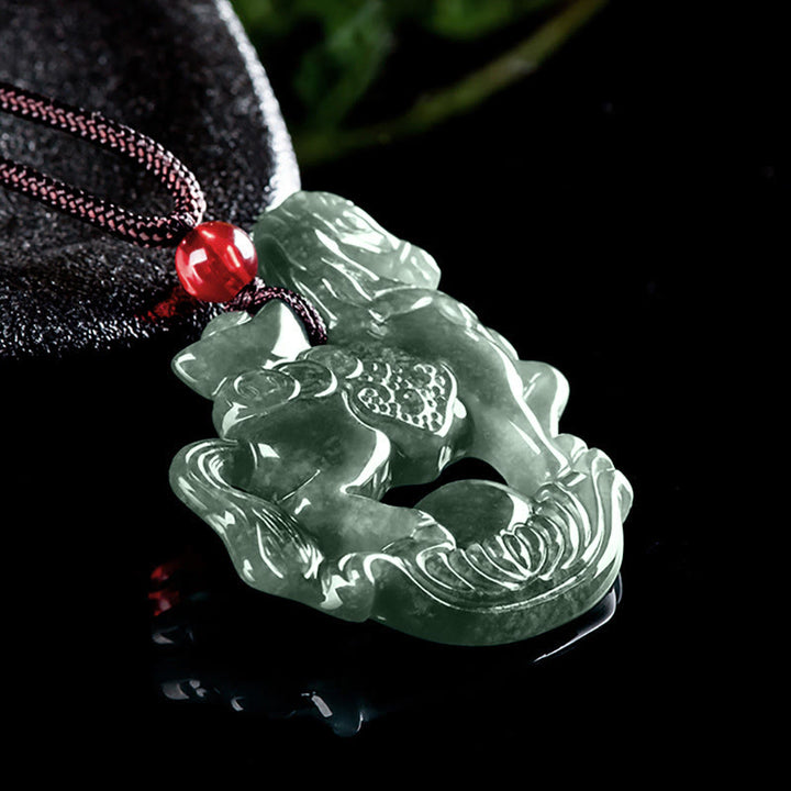 Buddha Stones Jahr des Pferdes Jade Barren Glück Wohlstand Seil Halskette Anhänger - image 3