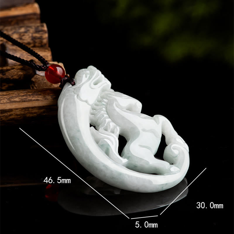 Buddha Stones Jahr des Pferdes Drachen Jade Wohlstand Seil Halskette Anhänger - image 5