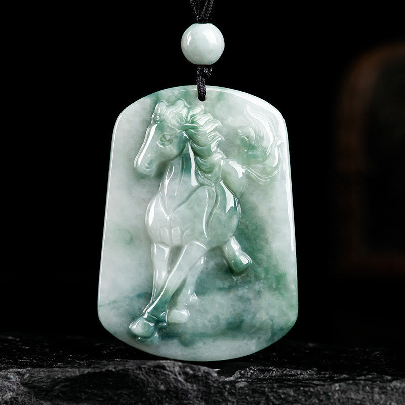 Buddha Stones Jahr des Pferdes Jade Fülle Seil Halskette Anhänger - Pferd - image 0