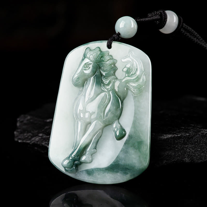 Buddha Stones Jahr des Pferdes Jade Fülle Seil Halskette Anhänger - image 1