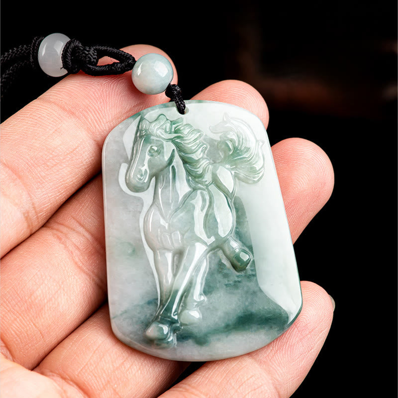 Buddha Stones Jahr des Pferdes Jade Fülle Seil Halskette Anhänger - image 3
